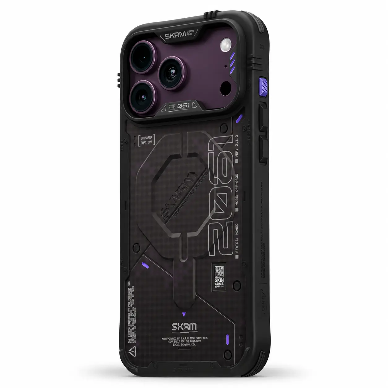 Détail du dos et de la protection caméra de la coque bordeaux SKINARMA Vigor XE pour iPhone 18 Pro et iPhone 17 Pro