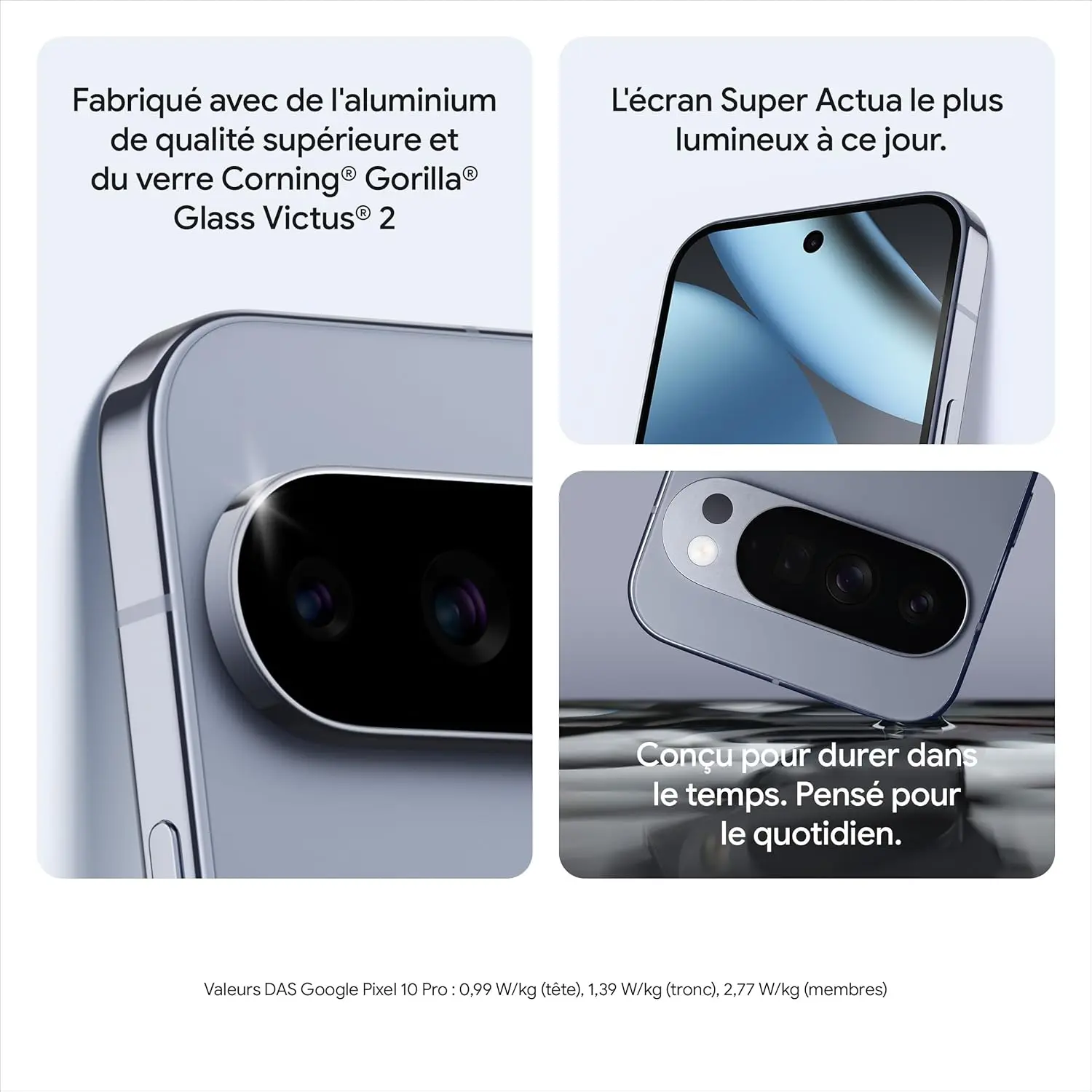 Smartphone GOOGLE Pixel 10 Pro avec écran 6,3'' Super Actua