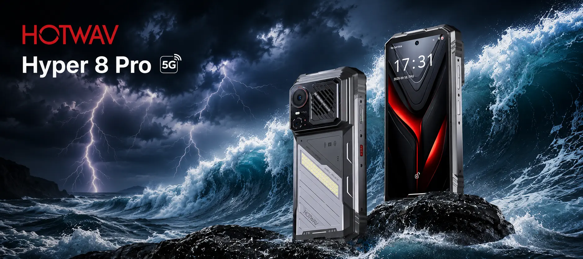 HOTWAV Hyper 8 Pro 5G robuste et étanche – vue avant et arrière
