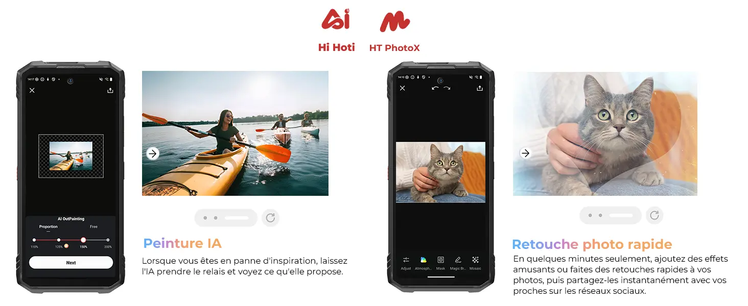 Fonctionnalités de peinture par IA et de retouche photo rapide avec HT PhotoX sur le HOTWAV Hyper 8 Pro 5G