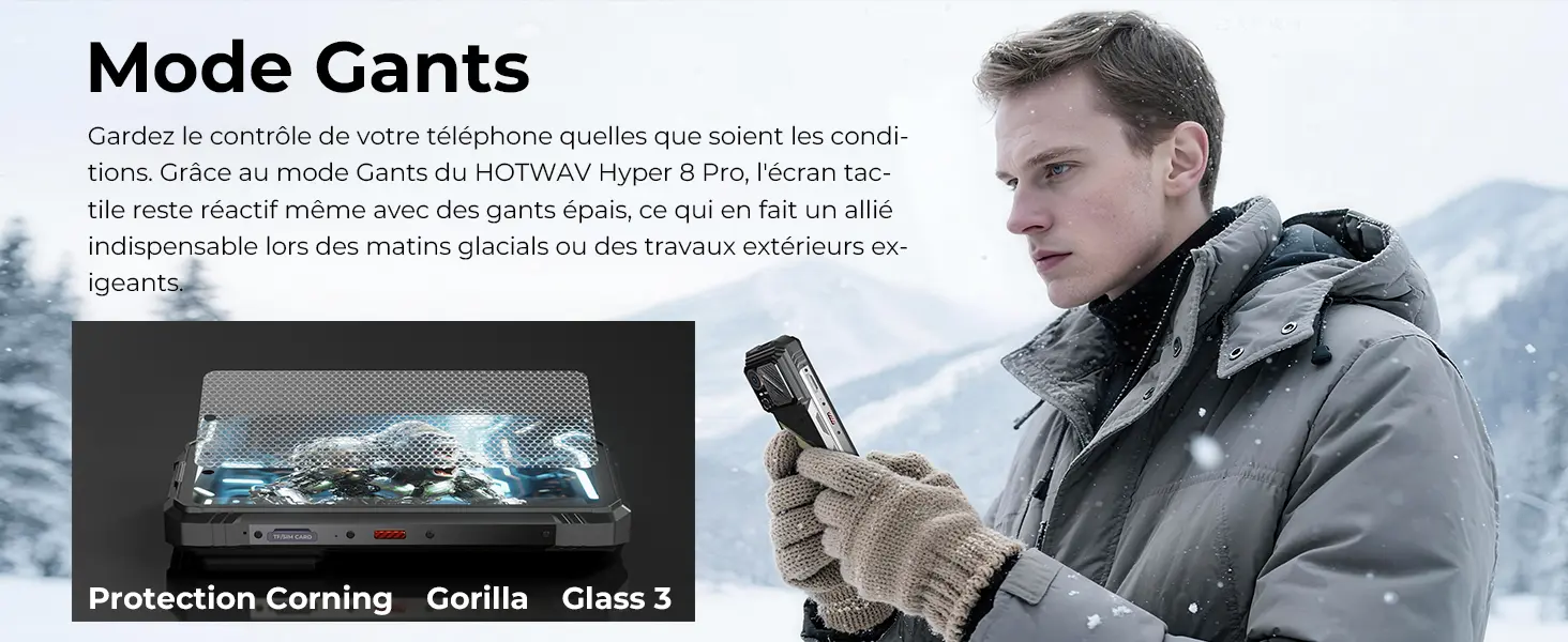 HOTWAV Hyper 8 Pro – mode gants et protection Corning Gorilla Glass 3