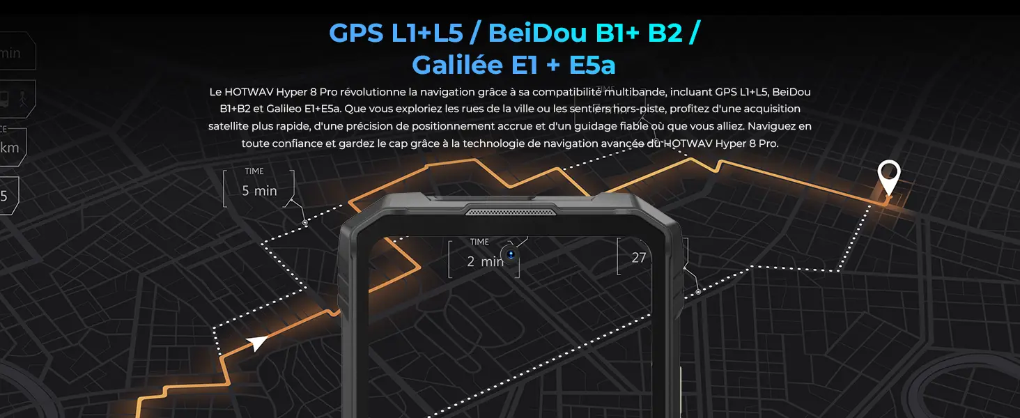HOTWAV Hyper 8 Pro – GPS L1 L5, BeiDou B1 B2 et Galileo E1 E5a