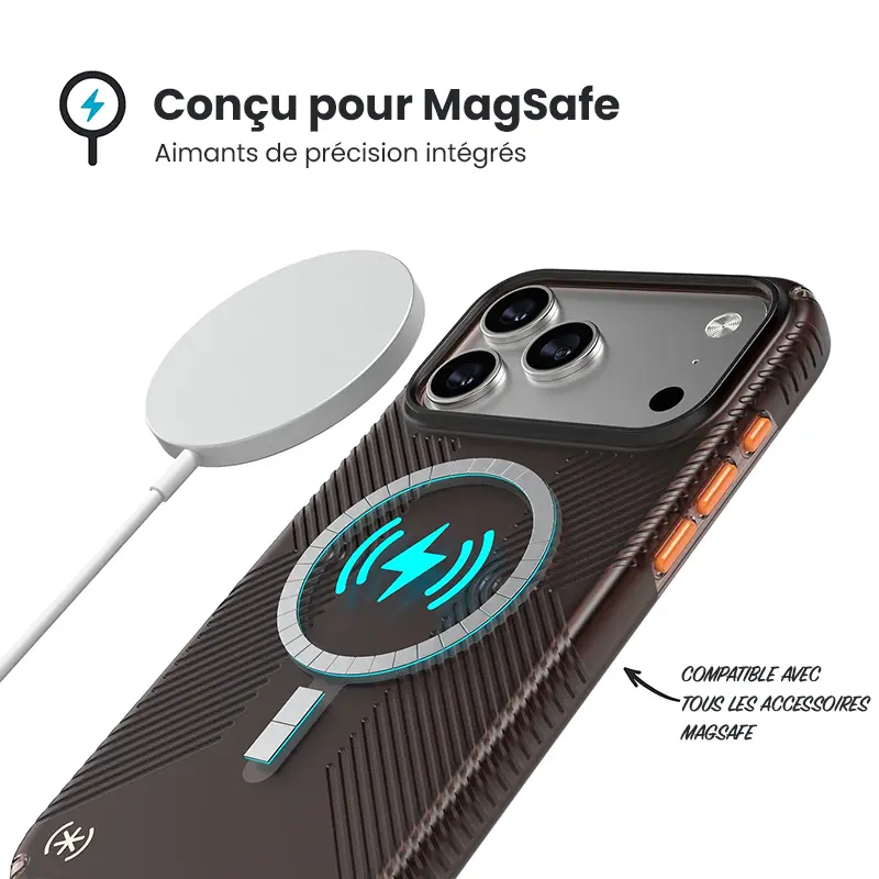 Coque MagSafe SPECK Presidio Lux Grip pour iPhone 17 Pro Max - Puissants aimants intégrés
