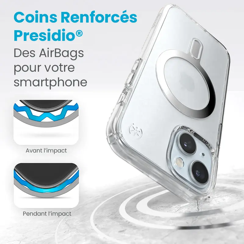 Coque MagSafe SPECK Presidio Clear ClickLock pour iPhone 14