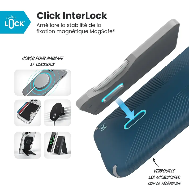 Coque MagSafe SPECK Presidio2 Grip ClickLock Bleue pour iPhone Air - Verrouillage Click Interlock