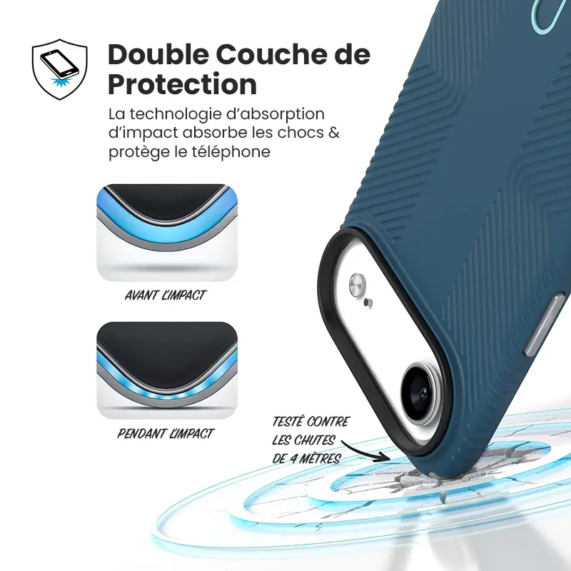 Coque MagSafe SPECK Presidio2 Grip ClickLock Bleue pour iPhone Air - Protection antichoc