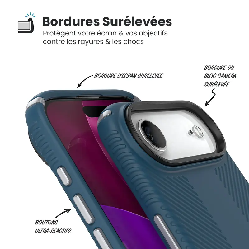 Coque MagSafe SPECK Presidio2 Grip ClickLock Bleue pour iPhone Air - Écran et caméra protégés