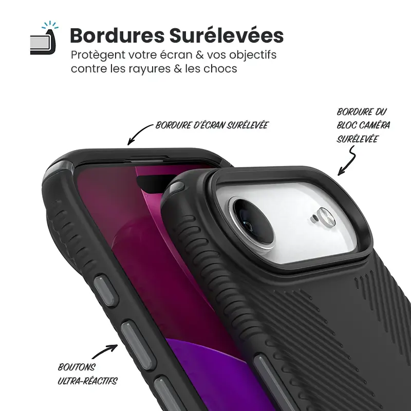 Coque MagSafe SPECK Presidio2 Grip ClickLock Noire pour iPhone Air - Écran et caméra protégés