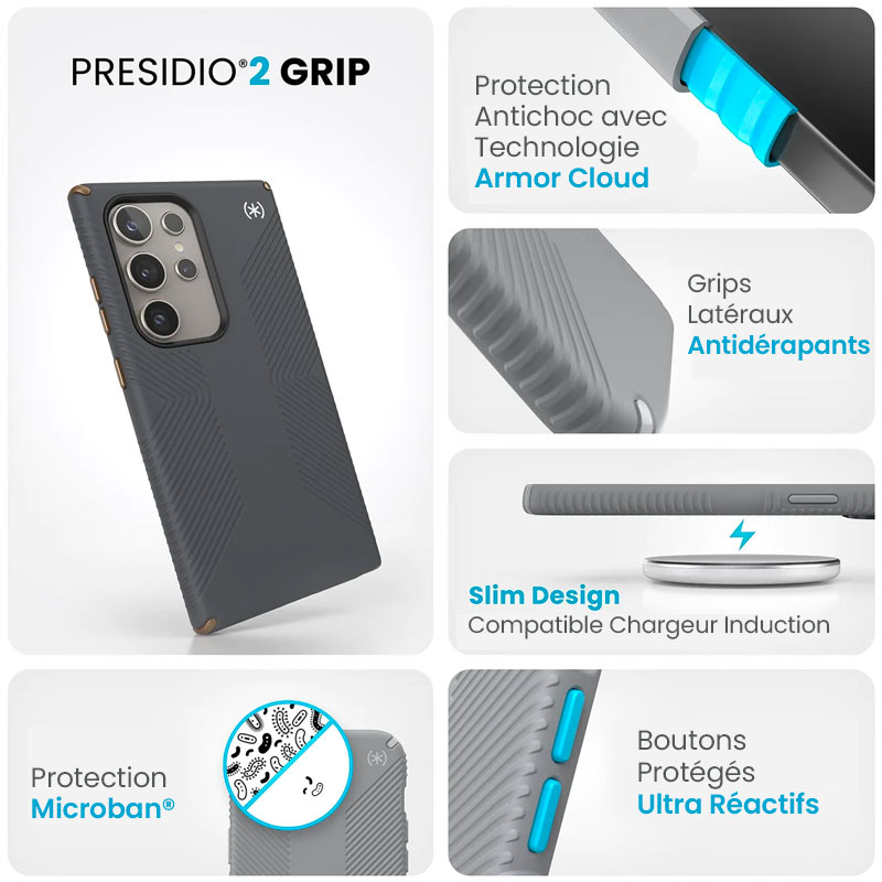 Coque Antichoc SPECK Presidio2 Grip pour Galaxy S24 Ultra