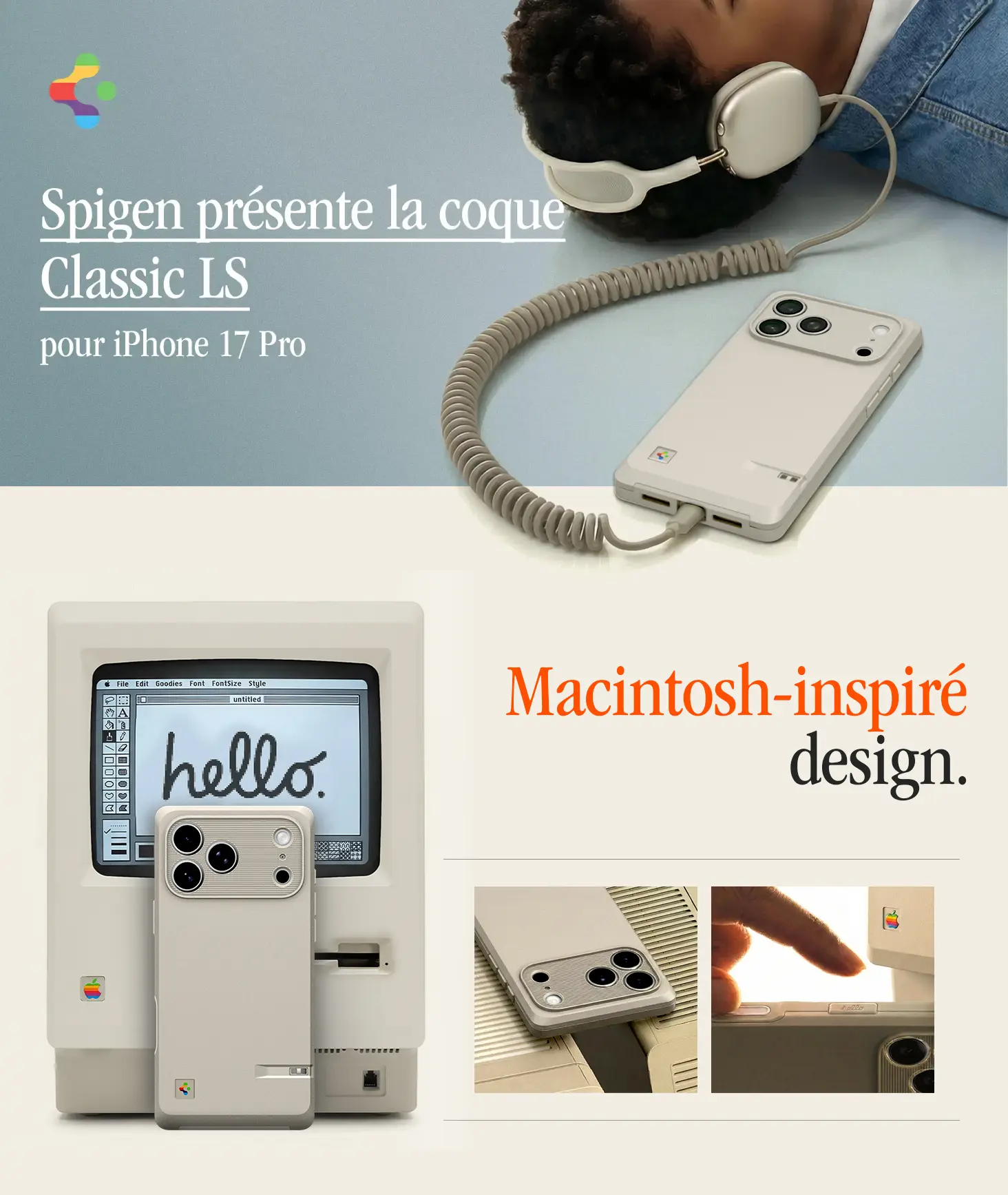 iPhone 17 Pro Max - Coque SPIGEN Classic LS - Design Inspiré du Macintosh