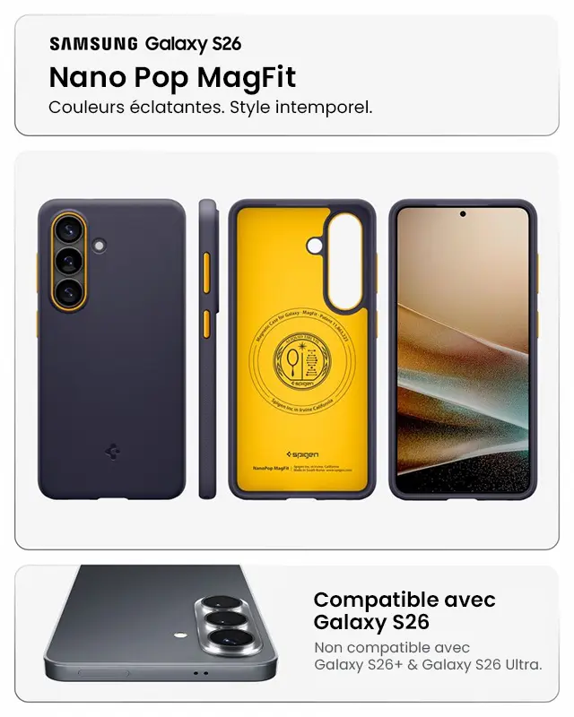 Coque Magnétique SPIGEN Nano Pop MagFit pour Galaxy S26 - Coloris Bleu marine