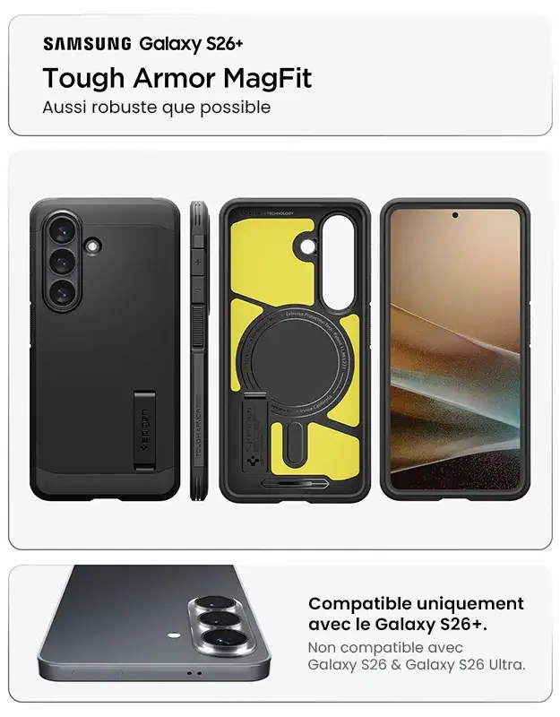Coque Spigen Tough Armor MagFit pour Samsung Galaxy S26 Plus avec béquille intégrée et protection renforcée