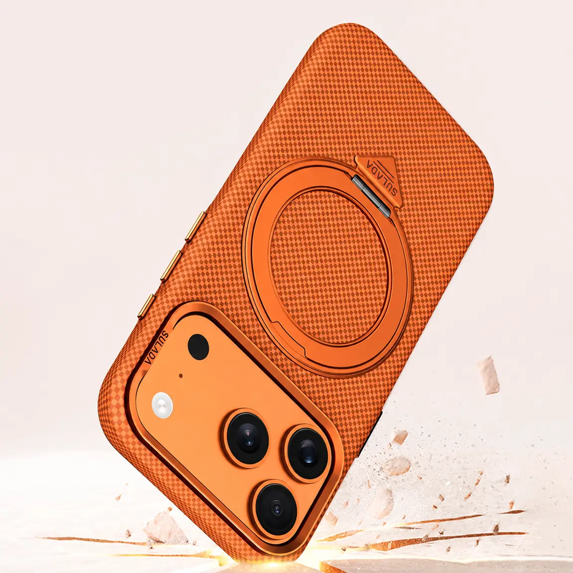 Illustration de la résistance aux chocs de la coque SULADA Kevlar Grid Holder orange