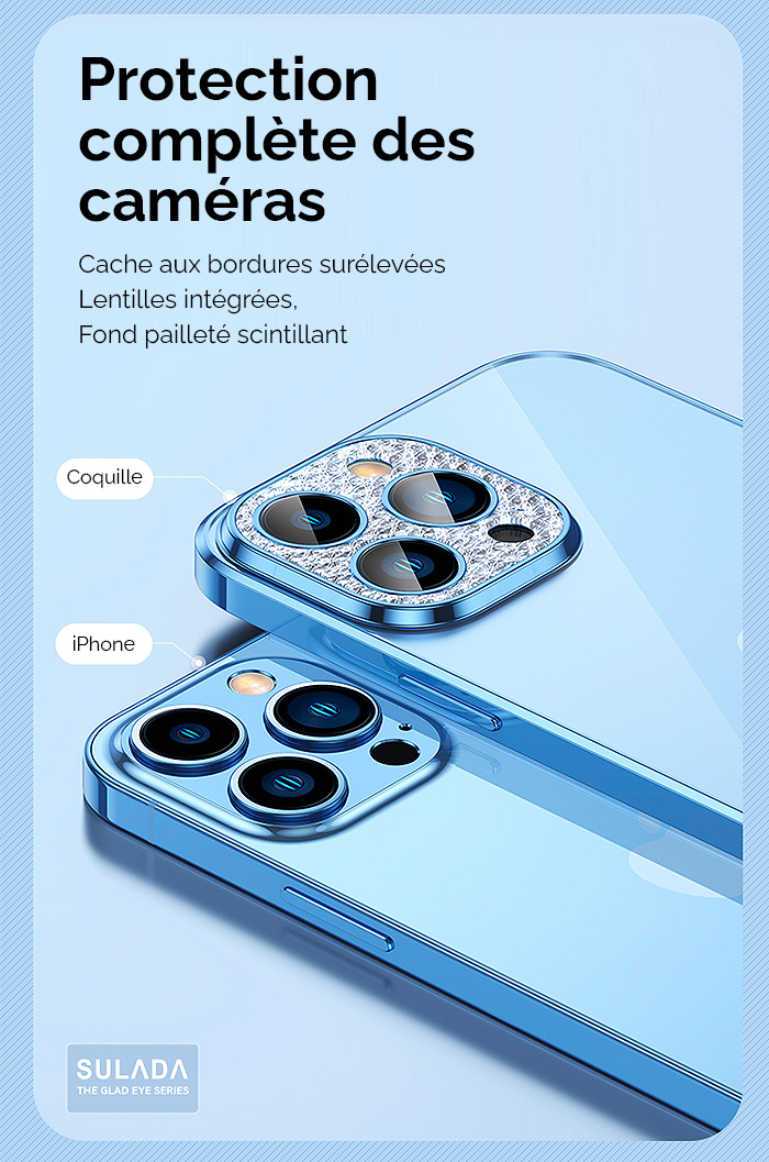 Coque SULADA Glad Eye Série avec Cache Caméra Pailleté pour iPhone 14