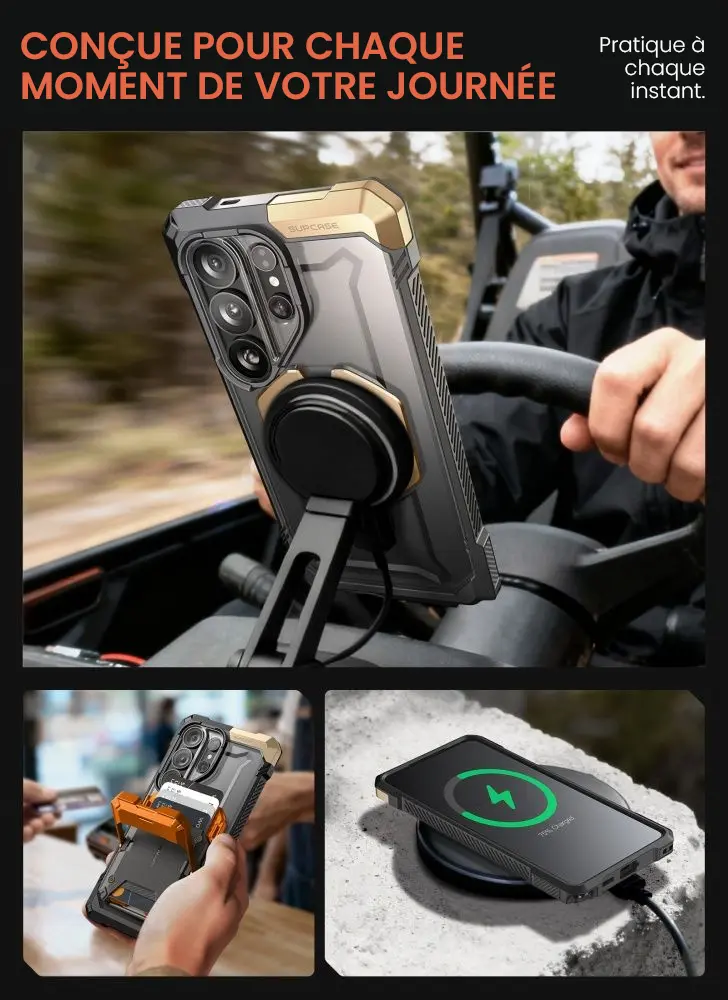 Coque MagSafe Galaxy S26 Ultra compatible recharge sans fil et accessoires du quotidien