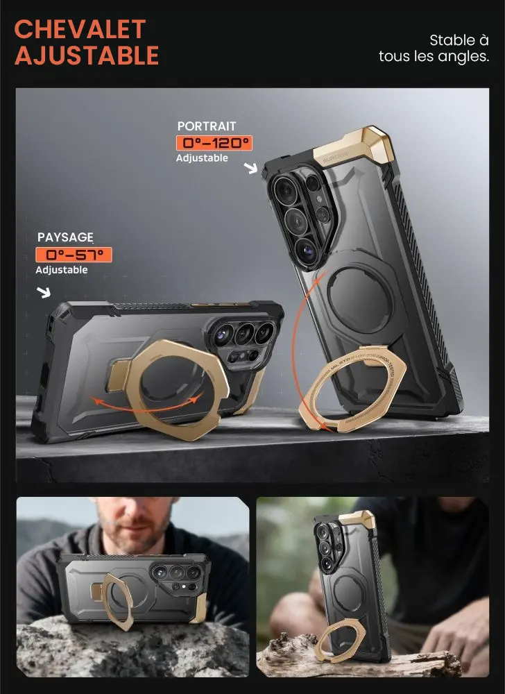 Coque SUPCASE UB Grip avec chevalet ajustable 120° portrait et 57° paysage pour usage mains libres
