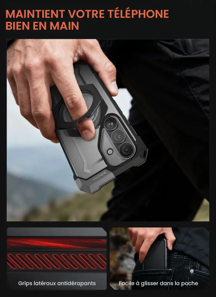 Coque antidérapante Galaxy S26 avec grip latéral sécurisé et prise en main confortable