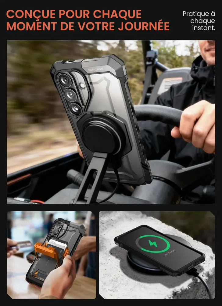 Coque MagSafe Galaxy S26 compatible recharge sans fil et accessoires du quotidien