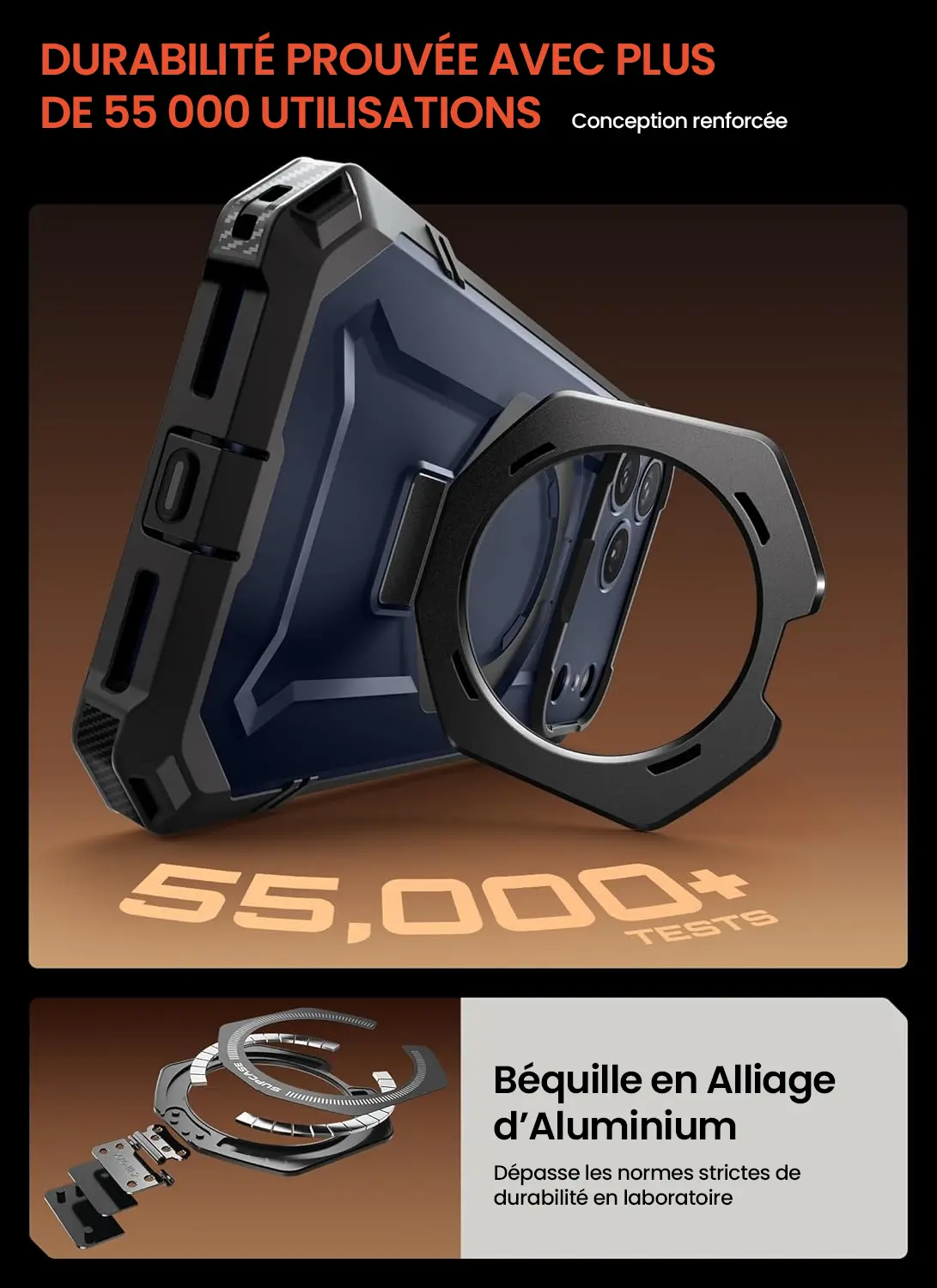 Coque SUPCASE UB Grip iPhone 17 Pro avec béquille aluminium durable, testée sur 55 000 utilisations