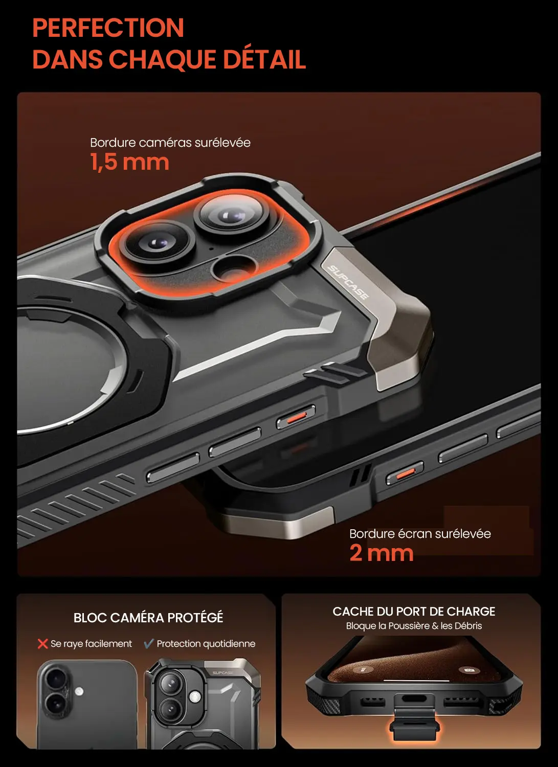 Coque SUPCASE UB Grip iPhone 17 avec rebords caméra et écran