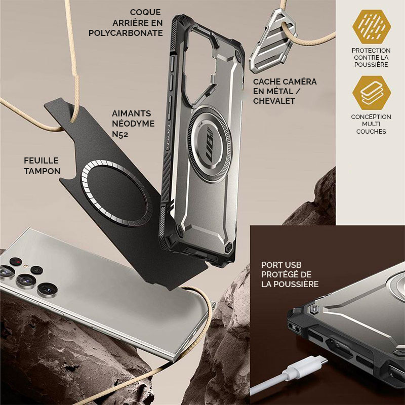 Coque MagSafe Antichoc SUPCASE Unicorn Beetle MAG XT pour Galaxy S24 Ultra