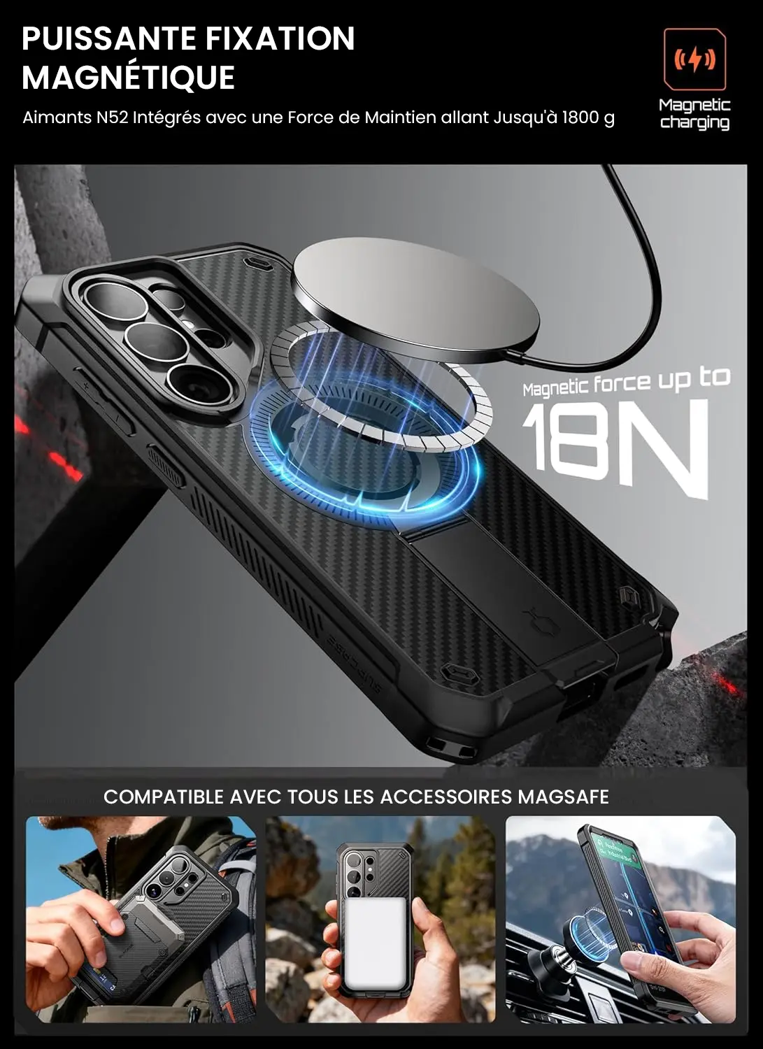 Galaxy S26 Ultra - Coque Antichoc SUPCASE Beetle Pro Mag Aramide 2-Set - Aimants MagSafe Intégrés