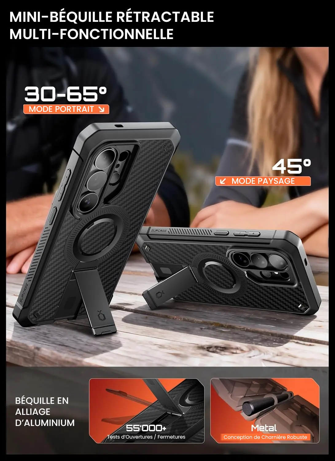 Galaxy S26 Ultra - Coque Antichoc SUPCASE Beetle Pro Mag Aramide 2-Set avec Béquille Portrait Paysage