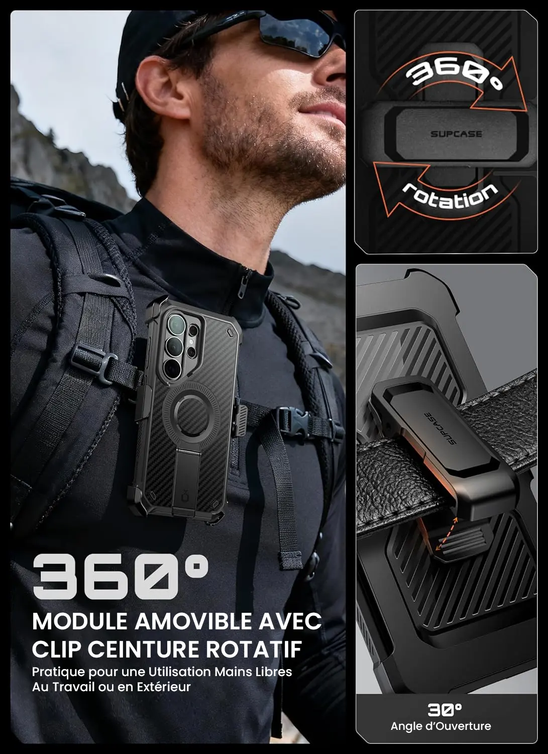 Galaxy S26 Ultra - Coque Antichoc SUPCASE Beetle Pro Mag Aramide 2-Set fournie avec clip ceinture rotatif