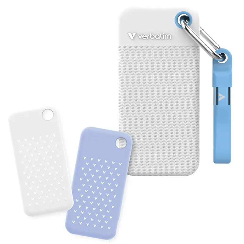Disque Dur Externe VERBATIM Pocket SSD 1TB Edition Couleur Blanche - Câble USB & Housses inclus