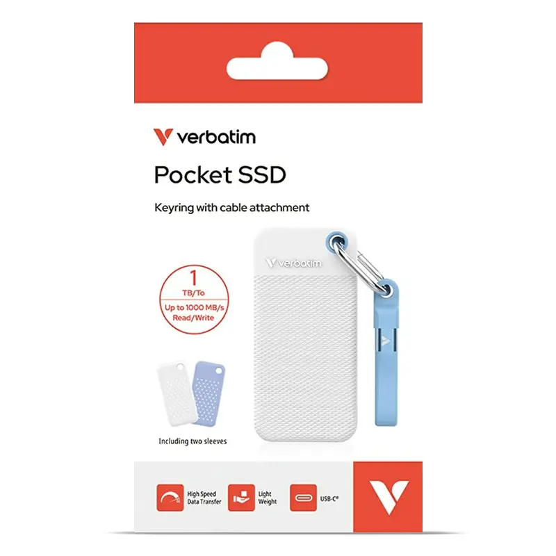 Emballage du Disque Dur Externe VERBATIM Pocket SSD 1TB Edition Couleur Blanche