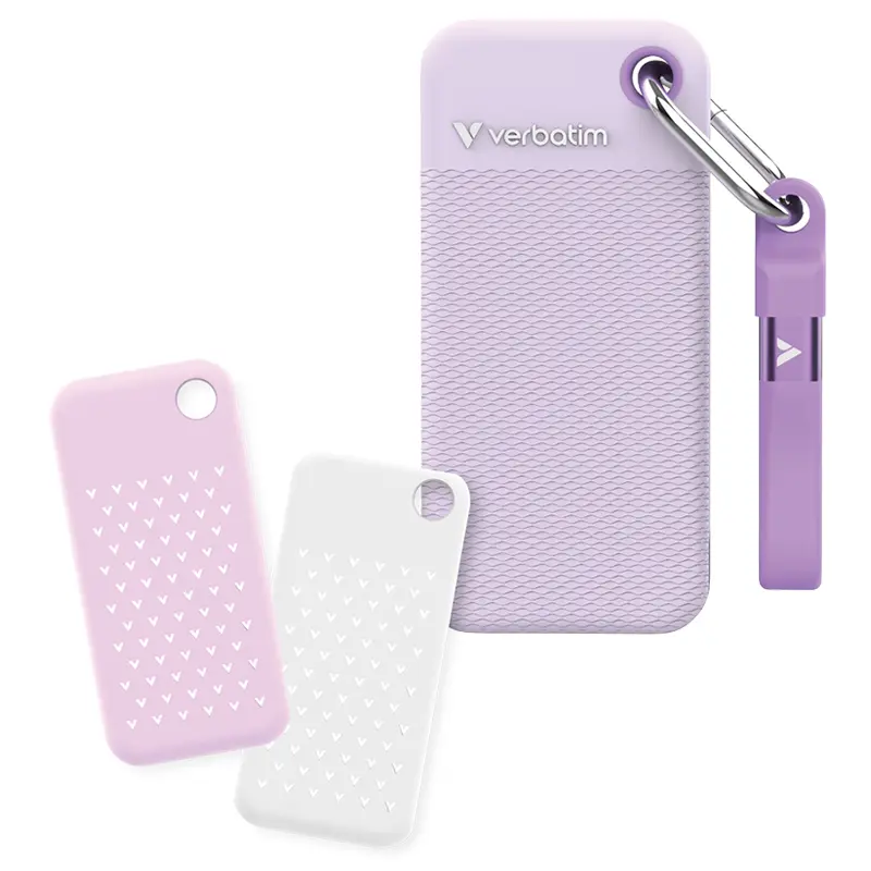 Disque Dur Externe VERBATIM Pocket SSD 1TB Edition Couleur Mauve - Câble USB & Housses inclus