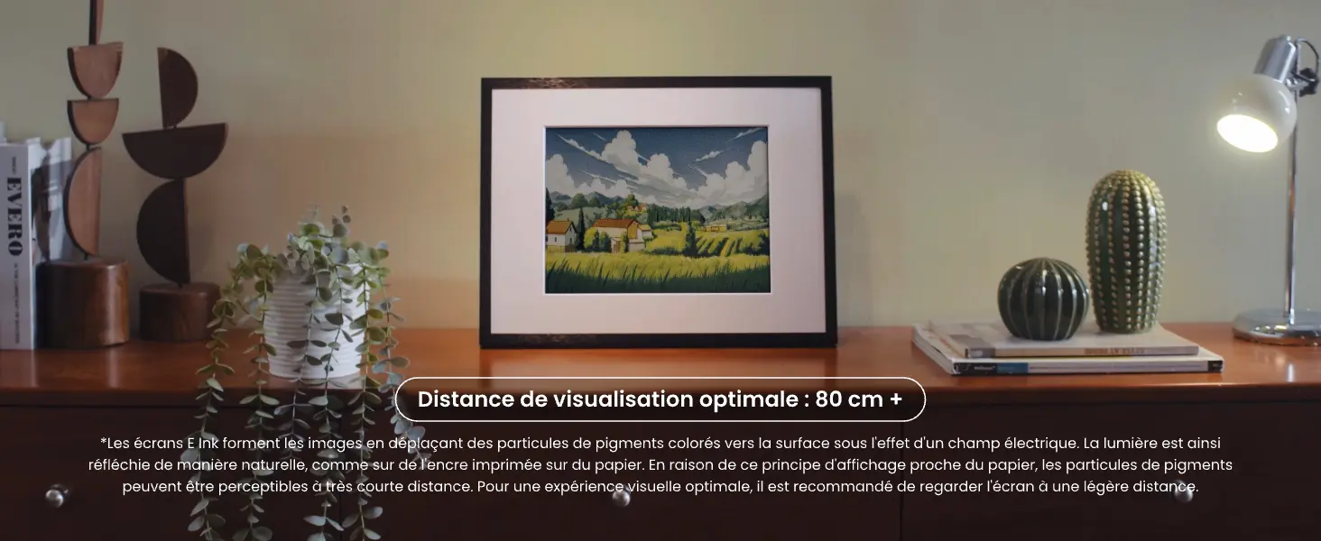 Installation et configuration du cadre d'art intelligent SwitchBot : options de pose sur pied ou fixation murale faciles.