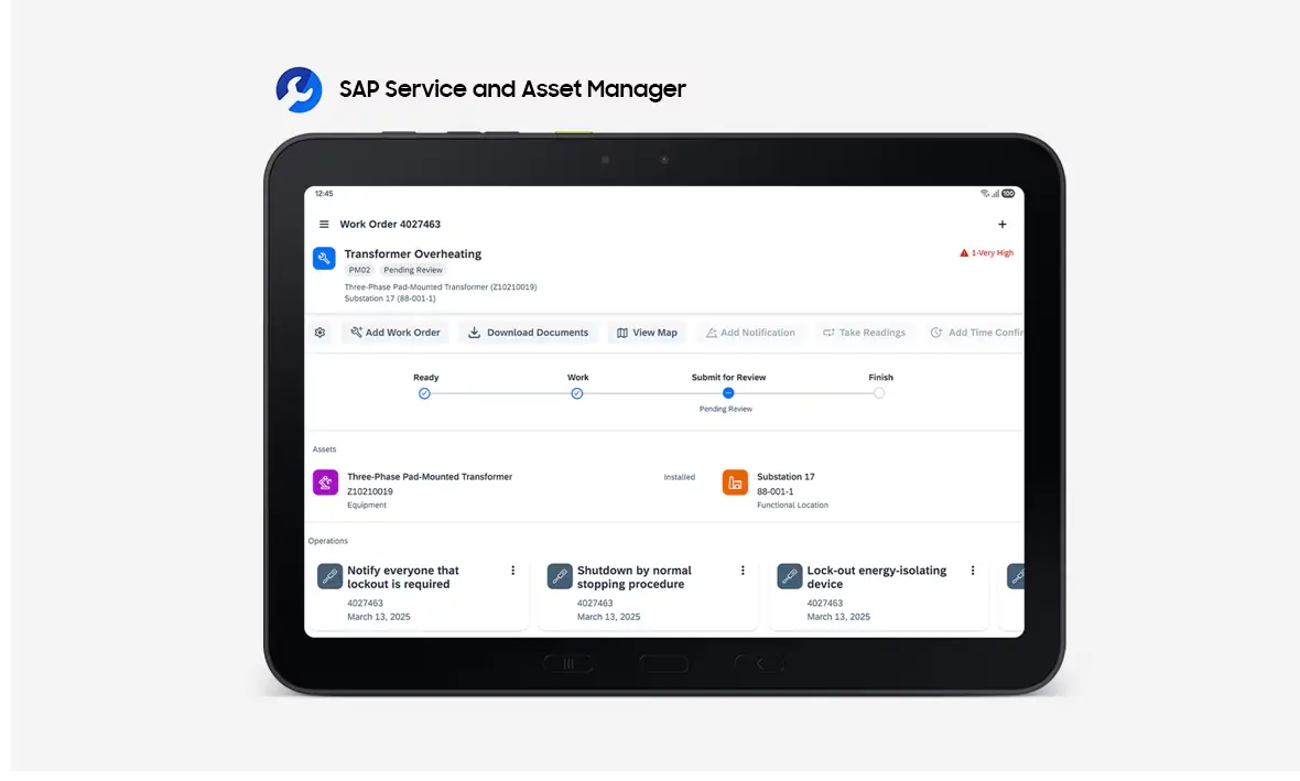 Samsung Galaxy Tab Active5 Pro SAP Service Asset Manager productivité terrain