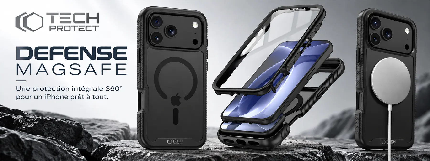 TECH-PROTECT Defense MagSafe noire, bannière de présentation pour iPhone 18/17 Pro Max