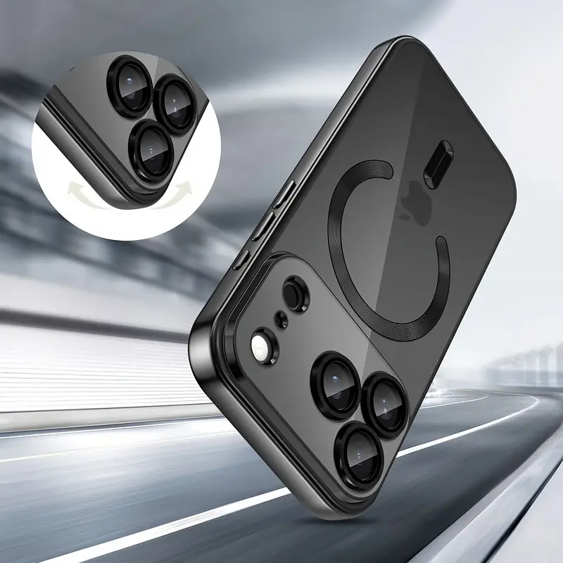 Coque Tech-Protect MagFlex noire résistante avec protection renforcée pour appareil photo iPhone 17 Pro