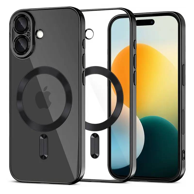 Coque Tech-Protect MagFlex noire transparente compatible MagSafe pour iPhone 17