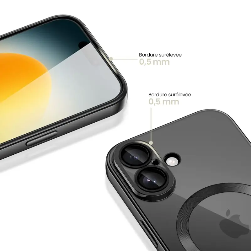 Coque iPhone 17 Tech-Protect MagFlex noire avec bords surélevés 0,5 mm écran et caméra