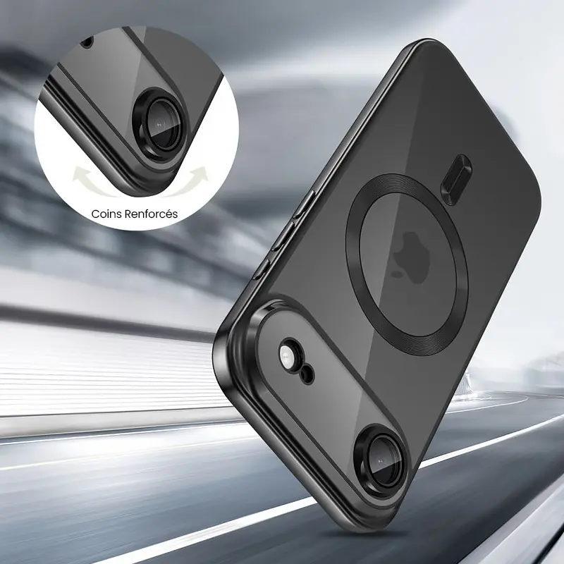 Coque Tech-Protect MagFlex noire résistante avec protection renforcée pour appareil photo iPhone Air