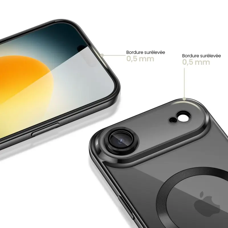 Coque iPhone Air Tech-Protect MagFlex noire avec bords surélevés 0,5 mm écran et caméra