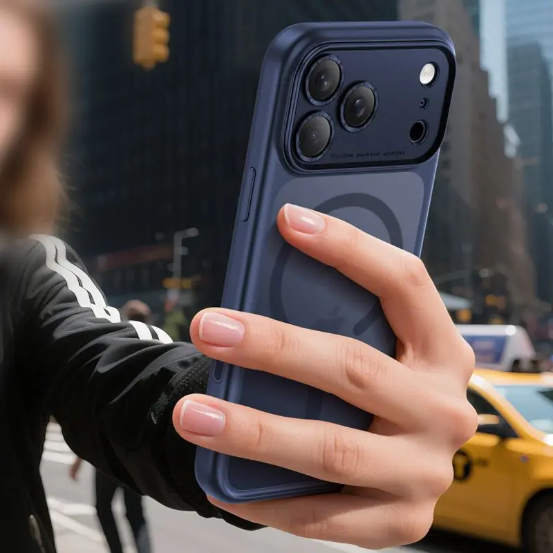 Coque MagSafe TECH-PROTECT MagPeak CC Bleue marine pour iPhone 17 Pro