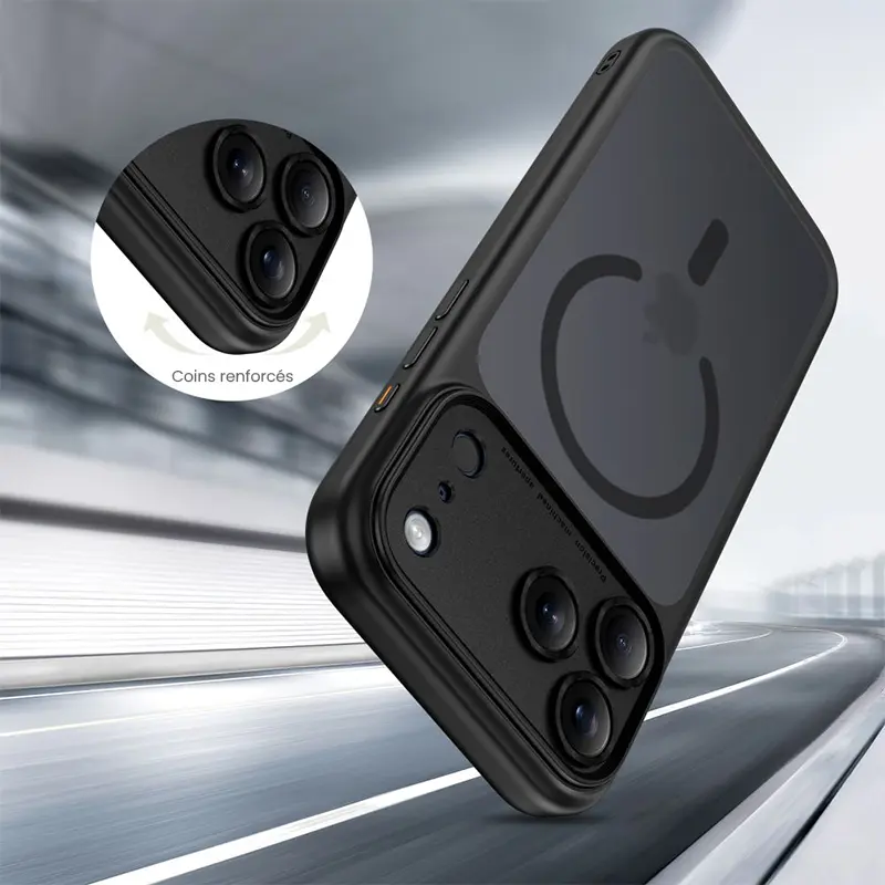Coque MagSafe TECH-PROTECT MagPeak CC Noire pour iPhone 17 Pro - Protection antichoc