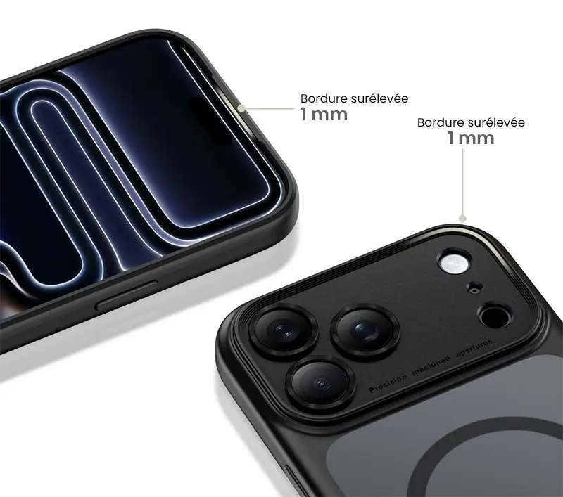 Coque MagSafe TECH-PROTECT MagPeak CC Noire pour iPhone 17 Pro - Écran & caméras protégés