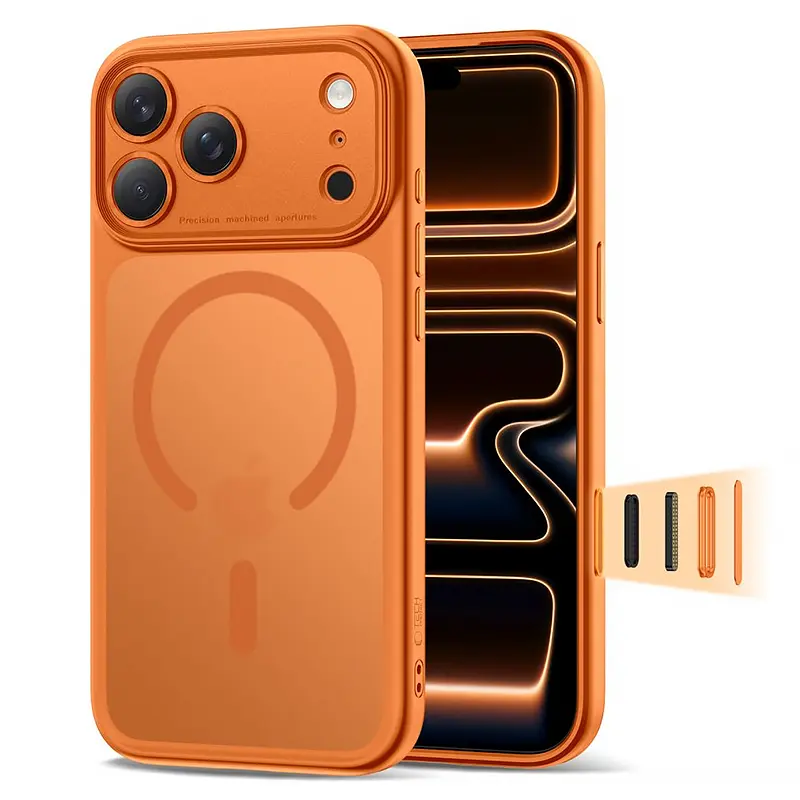 Coque MagSafe TECH-PROTECT MagPeak CC pour iPhone 17 Pro - Coloris Orange