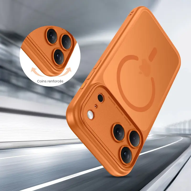 Coque MagSafe TECH-PROTECT MagPeak CC Orange pour iPhone 17 Pro - Protection antichoc