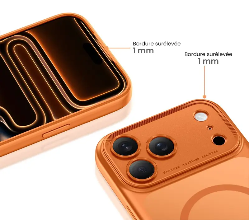 Coque MagSafe TECH-PROTECT MagPeak CC Orange pour iPhone 17 Pro - Écran & caméras protégés