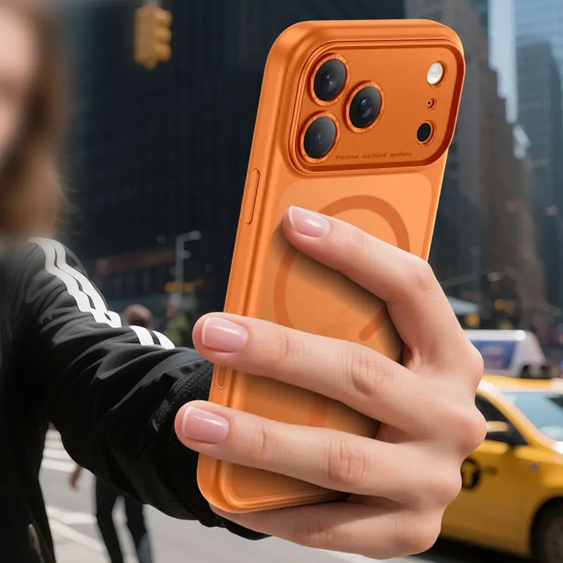 Coque MagSafe TECH-PROTECT MagPeak CC Orange pour iPhone 17 Pro