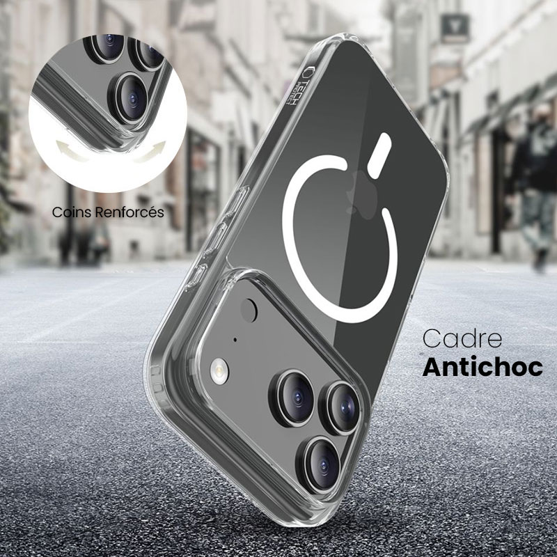 Coque iPhone 17 transparente Tech-Protect FlexAir Hybrid avec coins renforcés antichoc