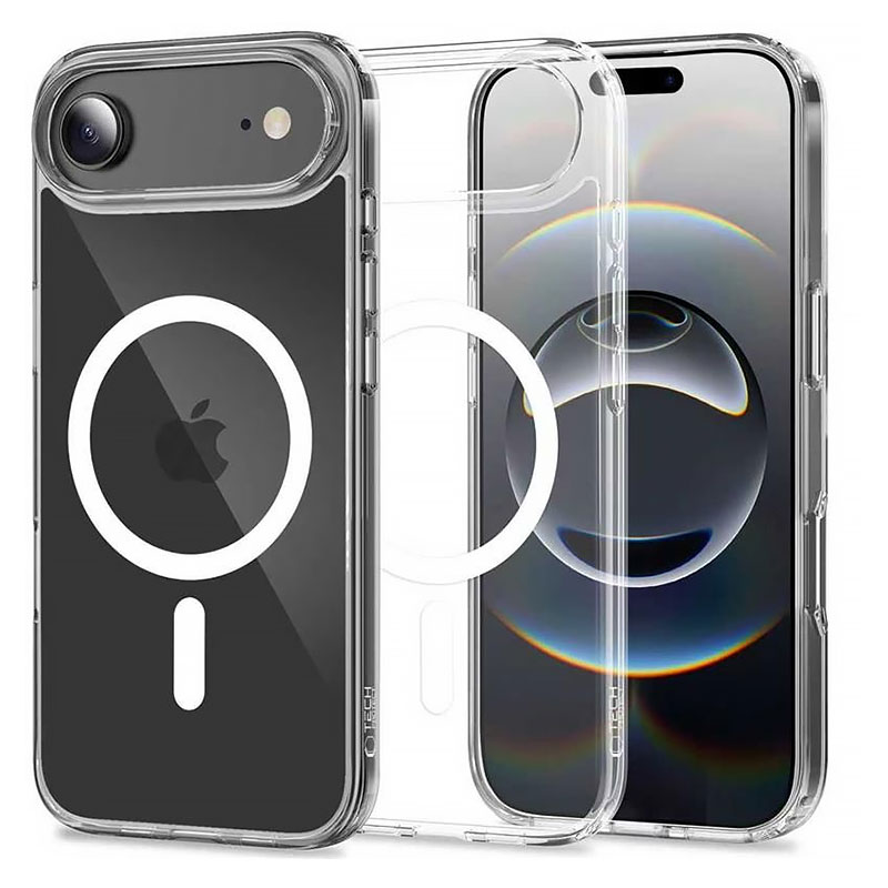 Coque transparente iPhone Air Tech-Protect FlexAir Hybrid MagSafe - Vue avant et arrière
