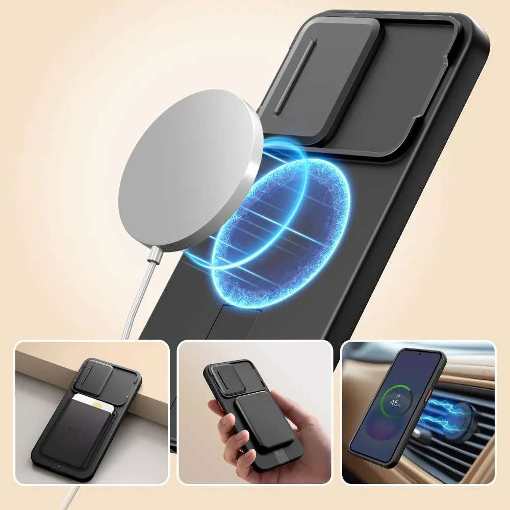 Coque Antichoc TECH-PROTECT Kevlar Aura MagSafe noire connectée aux accessoires magnétiques pour Galaxy A57 5G