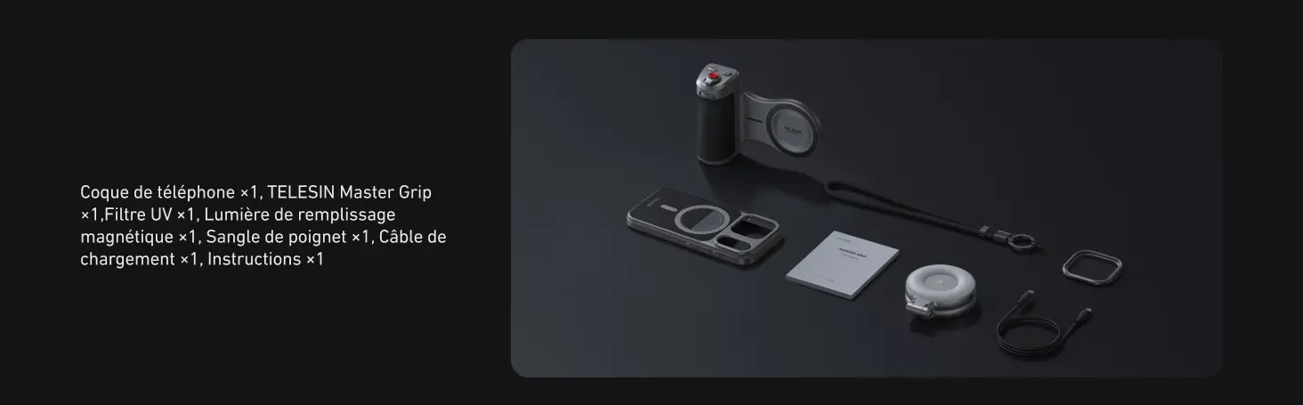 iPhone 17 Pro Max - Kit Poignée TELESIN Master Grip Creator - Contenu de l'emballage
